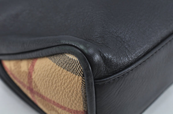 Authentic BURBERRY Vintage Leather Shoulder Hand Bag Purse Black L0209