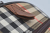Authentic Burberrys Nova Check Canvas Hand Boston Bag Brown Beige L0211