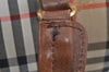Authentic Burberrys Nova Check Canvas Hand Boston Bag Brown Beige L0211