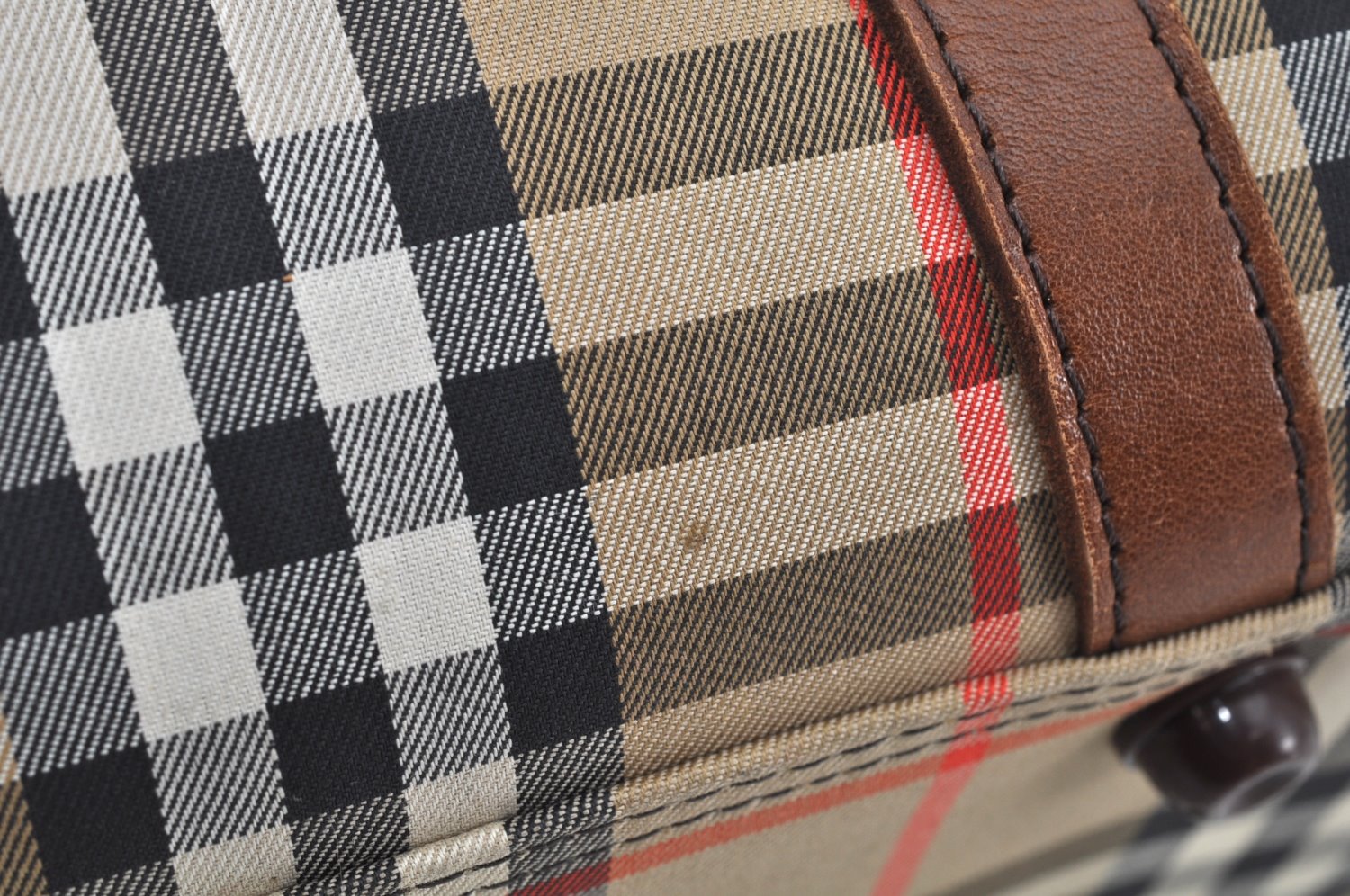 Authentic Burberrys Nova Check Canvas Hand Boston Bag Brown Beige L0211