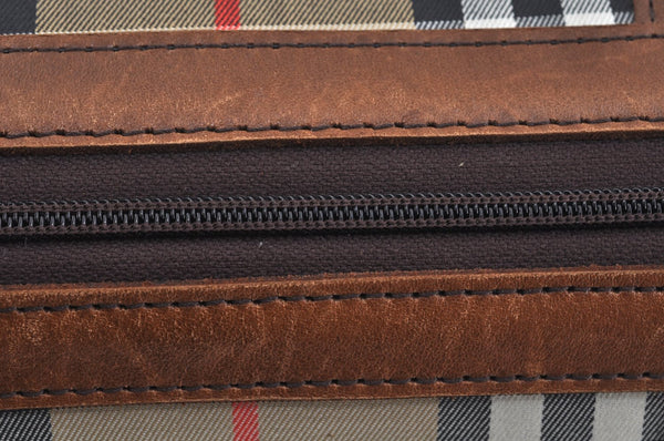 Authentic Burberrys Nova Check Canvas Hand Boston Bag Brown Beige L0211