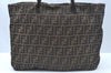 Authentic FENDI Zucca Shoulder Tote Bag Canvas Brown L0212