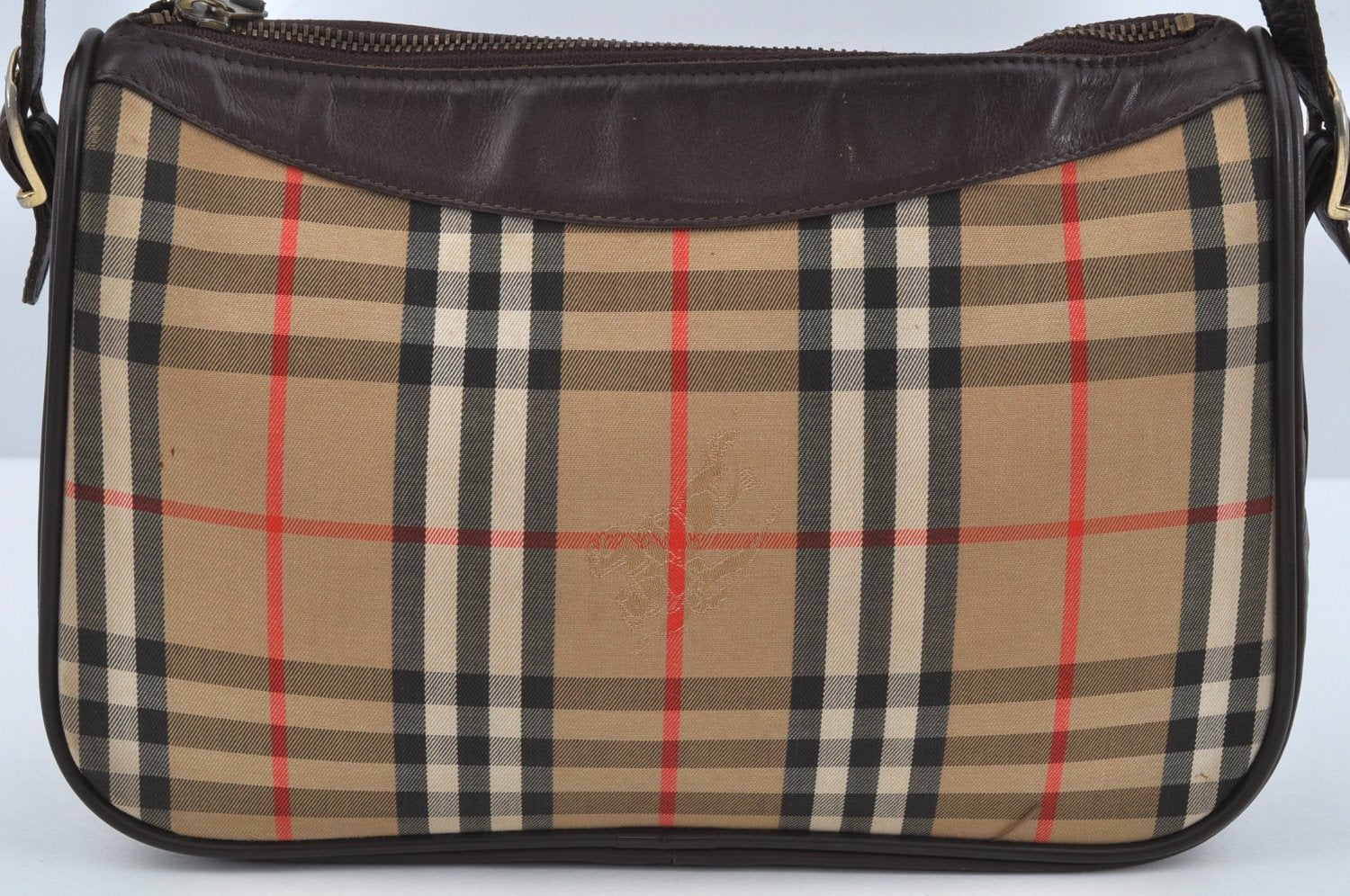 Authentic BURBERRY Nova Check Shoulder Bag Purse Canvas Leather Beige L0214