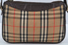 Authentic BURBERRY Nova Check Shoulder Bag Purse Canvas Leather Beige L0214
