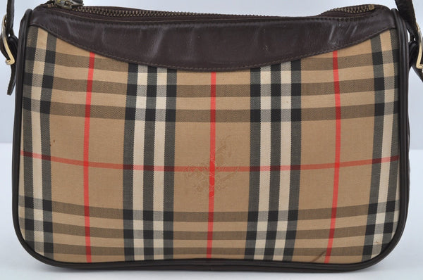 Authentic BURBERRY Nova Check Shoulder Bag Purse Canvas Leather Beige L0214