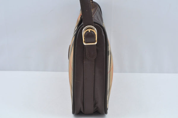 Authentic BURBERRY Nova Check Shoulder Bag Purse Canvas Leather Beige L0214