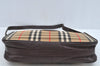 Authentic BURBERRY Nova Check Shoulder Bag Purse Canvas Leather Beige L0214