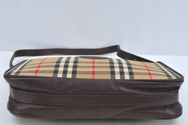 Authentic BURBERRY Nova Check Shoulder Bag Purse Canvas Leather Beige L0214