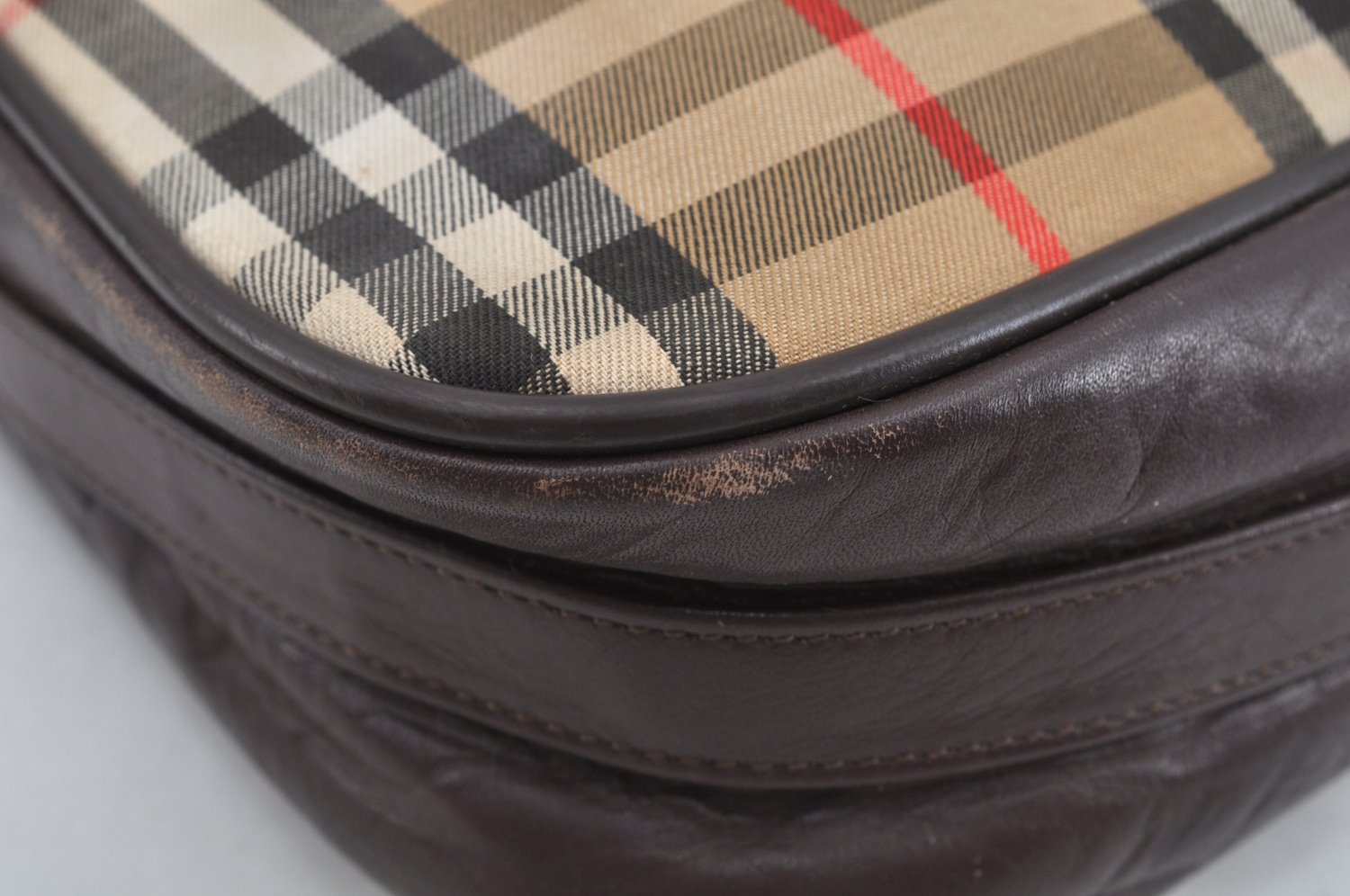 Authentic BURBERRY Nova Check Shoulder Bag Purse Canvas Leather Beige L0214