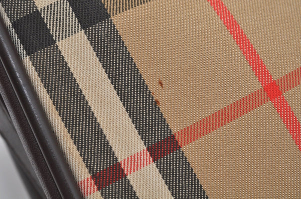 Authentic BURBERRY Nova Check Shoulder Bag Purse Canvas Leather Beige L0214