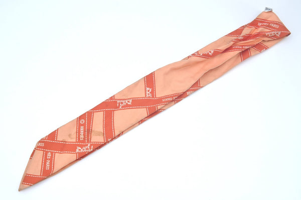 Authentic HERMES Twilly Scarf "BOLDUC" Silk Orange L0215