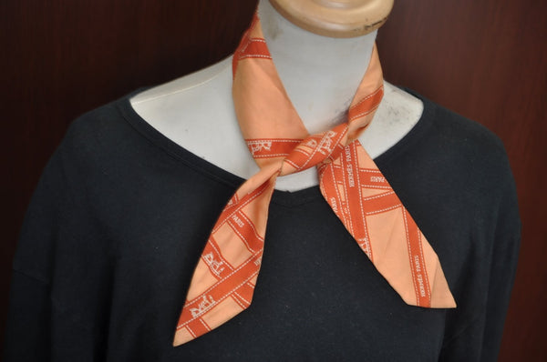 Authentic HERMES Twilly Scarf "BOLDUC" Silk Orange L0215