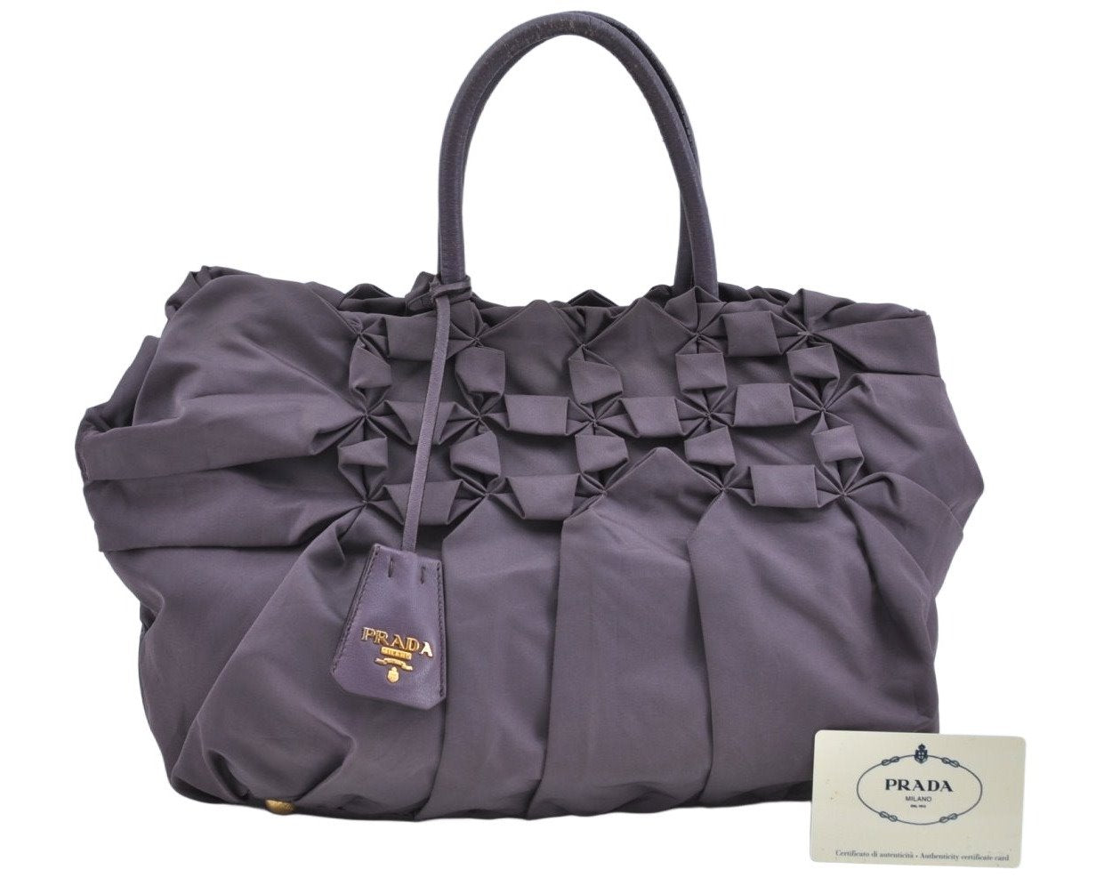 Authentic PRADA Vintage Nylon Tessuto Hand Bag Purple L0216