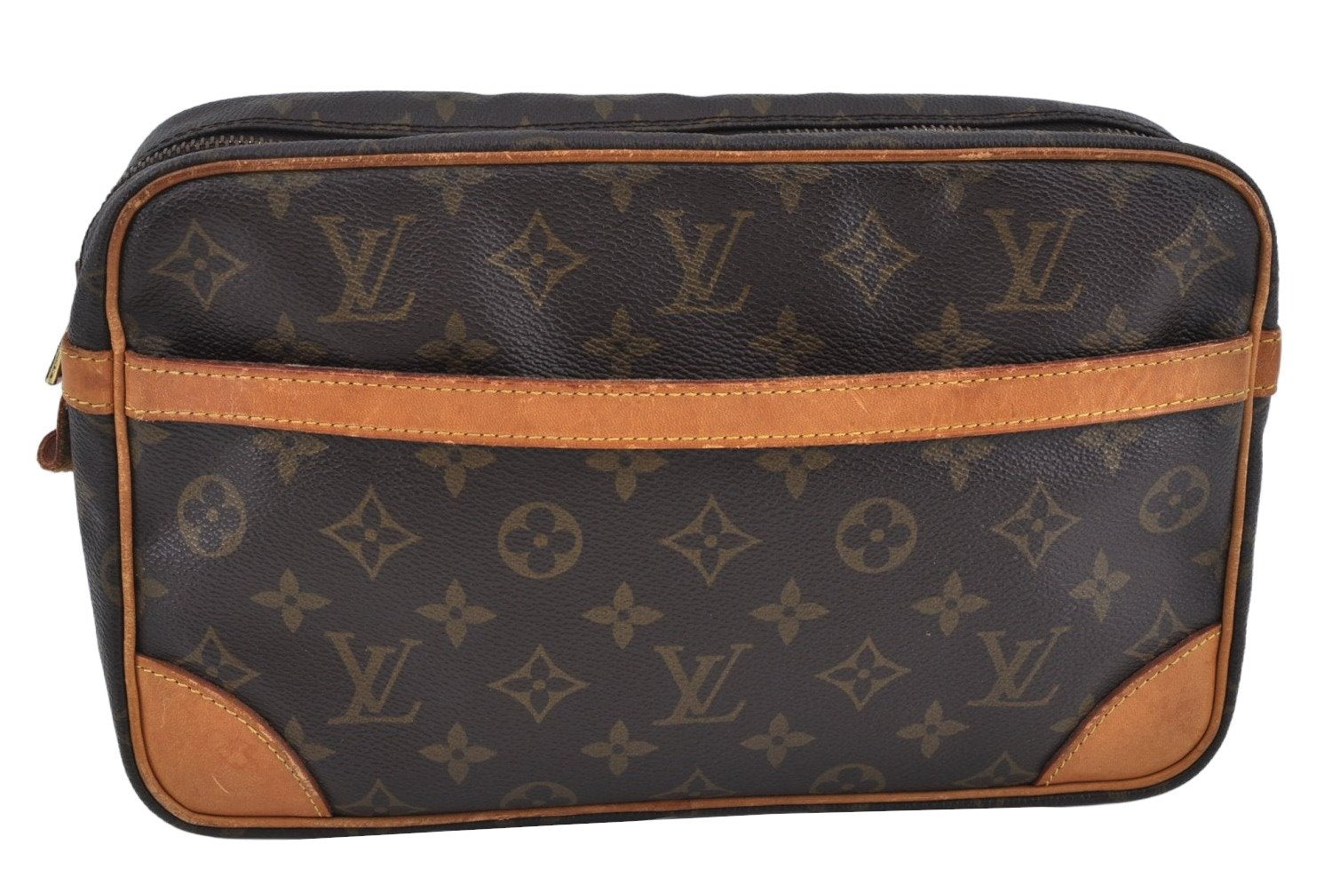 Authentic Louis Vuitton Monogram Compiegne 28 Clutch Hand Bag M51845 LV L0218