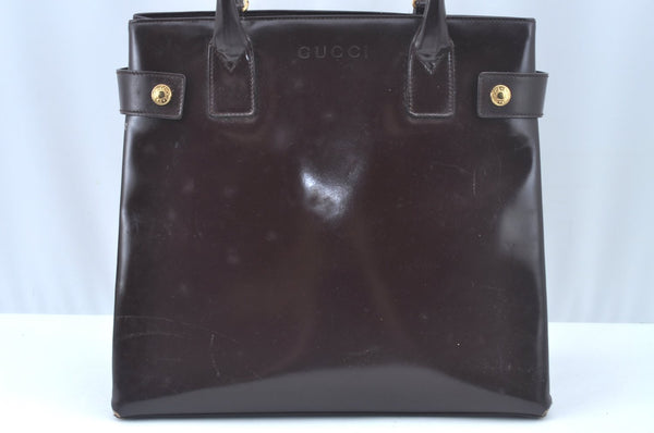 Authentic GUCCI 2Way Hand Bag Leather Brown L0221