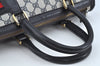 Authentic GUCCI Sherry Line Hand Bag GG PVC Leather Navy Blue L0222