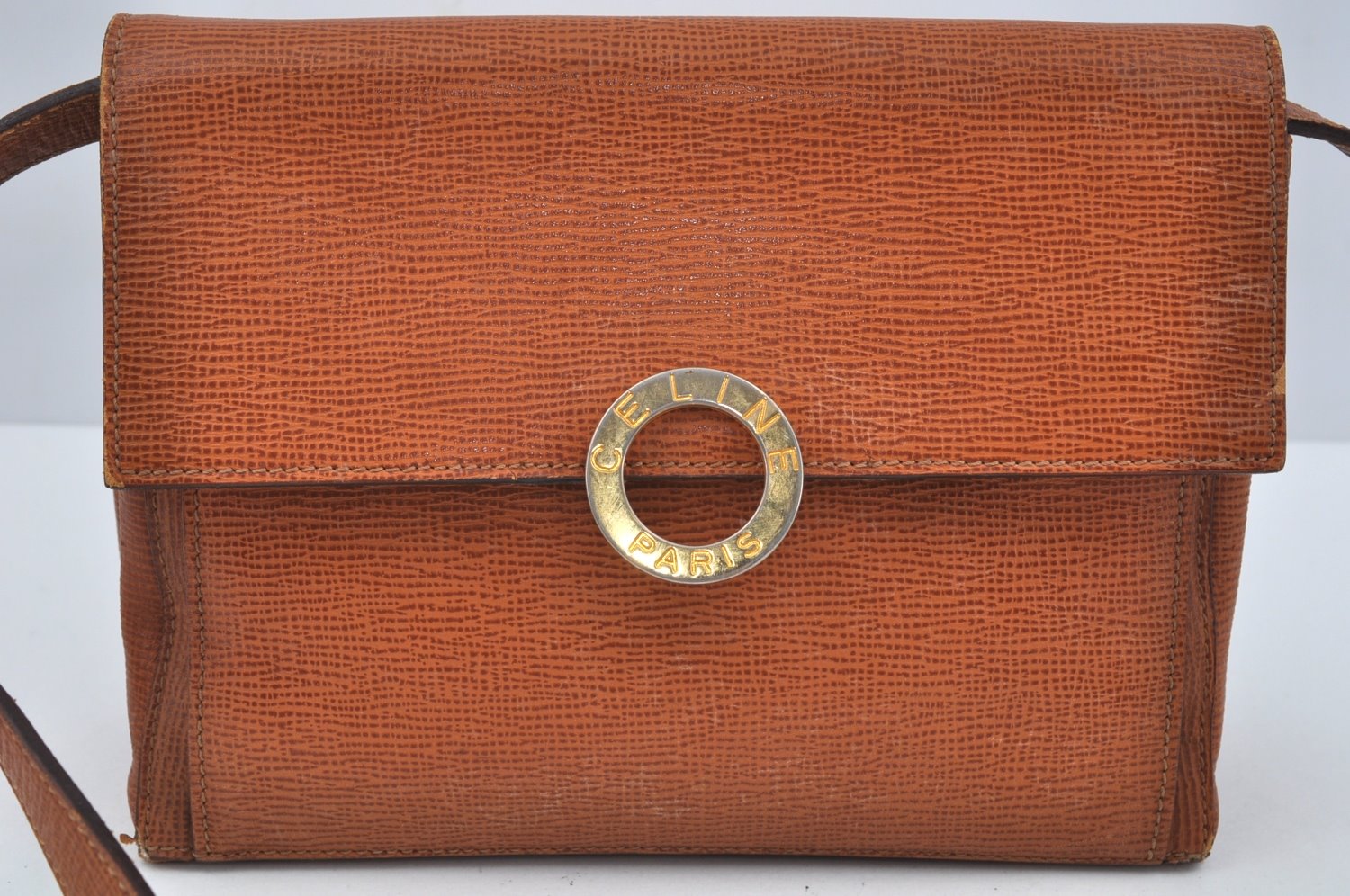 Authentic CELINE Shoulder Bag Purse Leather Brown Junk L0227