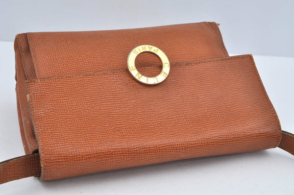 Authentic CELINE Shoulder Bag Purse Leather Brown Junk L0227
