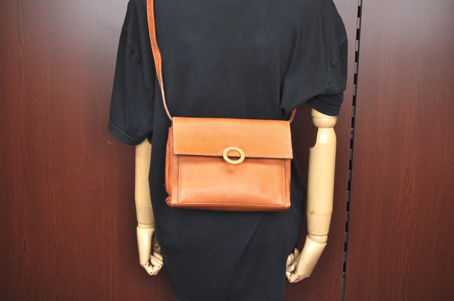 Authentic CELINE Shoulder Bag Purse Leather Brown Junk L0227
