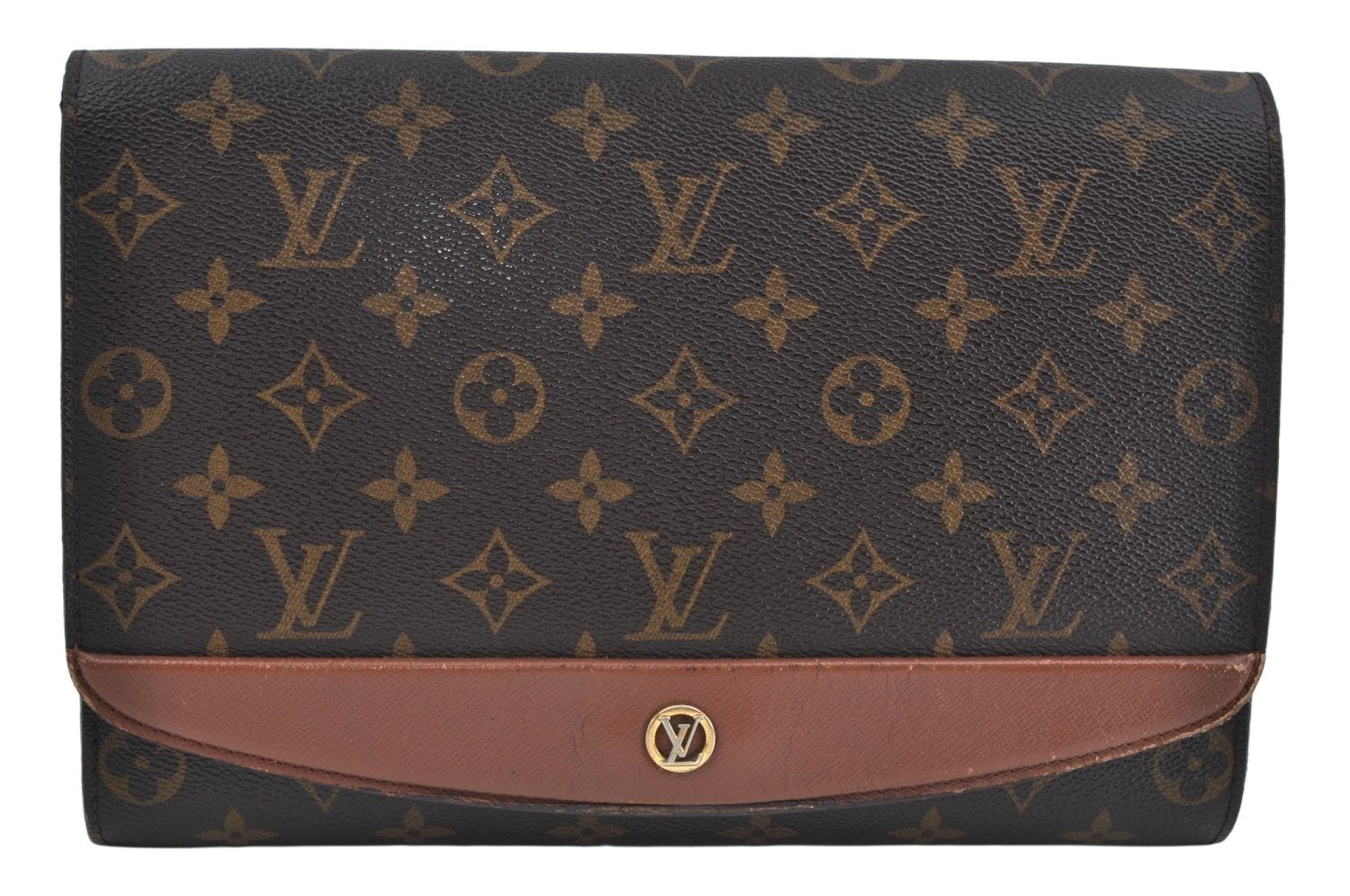 Authentic Louis Vuitton Monogram Bordeaux M51797 2Way Shoulder Clutch Bag L0230