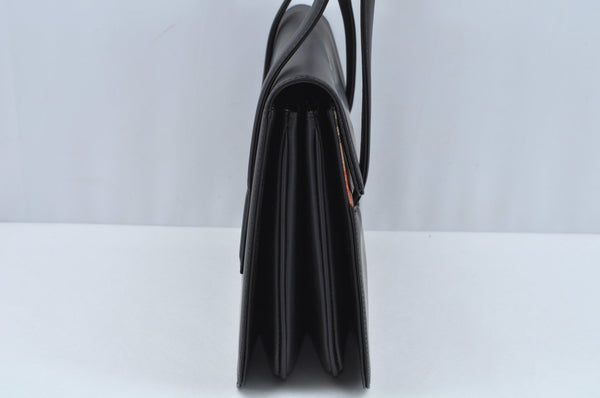 Authentic Burberrys Vintage Leather Shoulder Bag Purse Black L0232