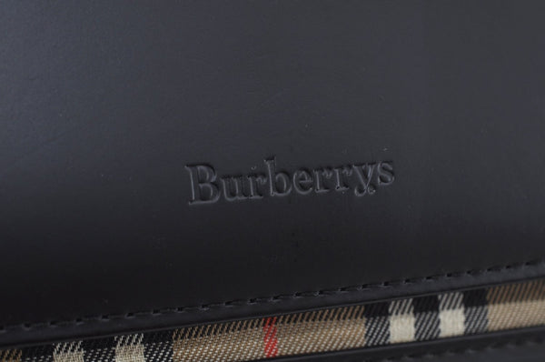 Authentic Burberrys Vintage Leather Shoulder Bag Purse Black L0232