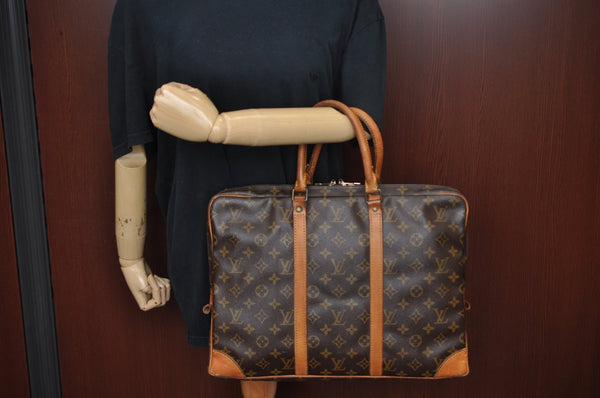 Authentic Louis Vuitton Monogram Porte Documents Voyage M53361 Briefcase L0234