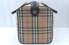 Authentic Burberrys Vintage Nova Check Travel Boston Bag Canvas Beige L0236