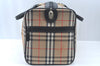 Authentic Burberrys Vintage Nova Check Travel Boston Bag Canvas Beige L0236