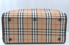 Authentic Burberrys Vintage Nova Check Travel Boston Bag Canvas Beige L0236