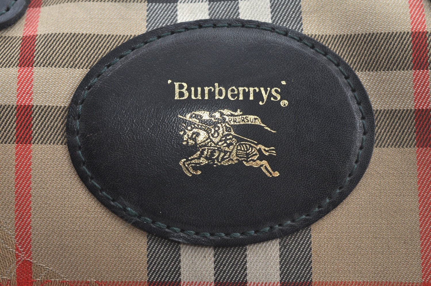 Authentic Burberrys Vintage Nova Check Travel Boston Bag Canvas Beige L0236