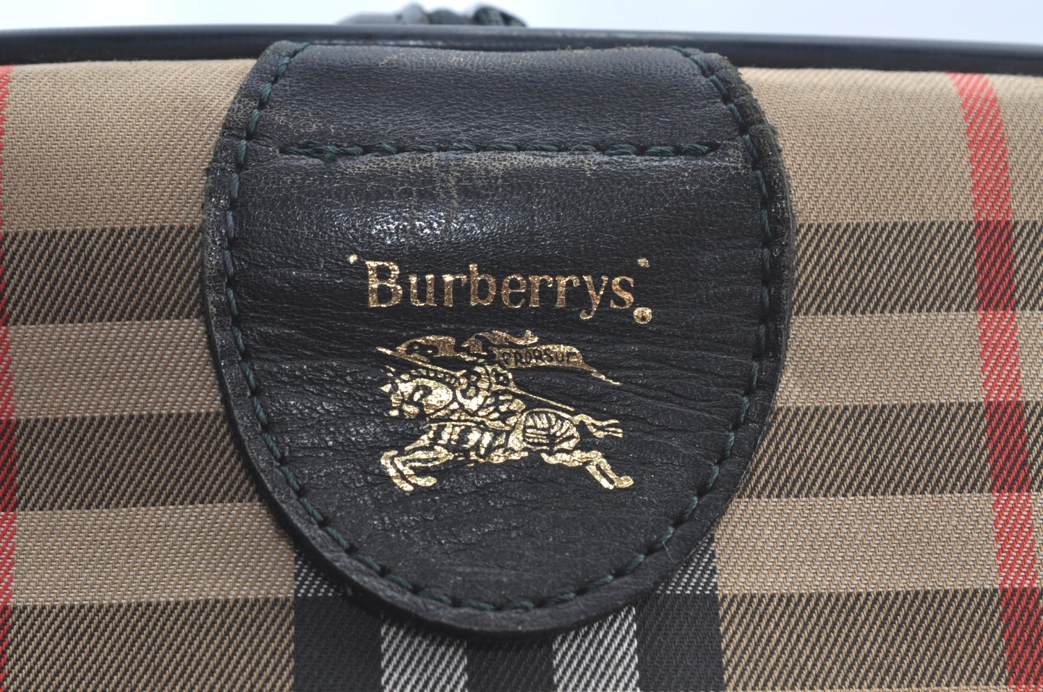Authentic Burberrys Vintage Nova Check Travel Boston Bag Canvas Beige L0236