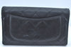 Authentic CHANEL Calf Skin Long Wallet Purse Black CC Logo Box L0240