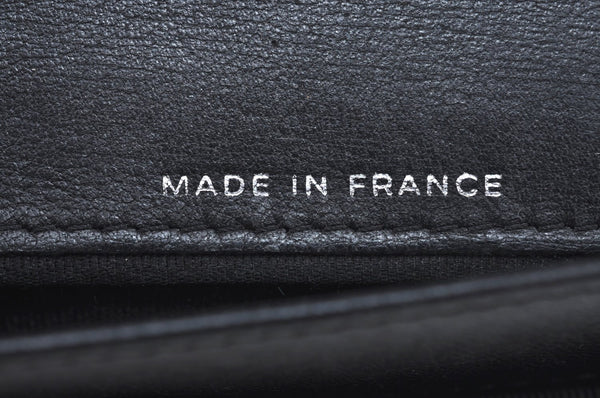 Authentic CHANEL Calf Skin Long Wallet Purse Black CC Logo Box L0240
