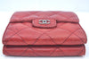 Authentic CHANEL Lamb Skin Matelasse Bifold Wallet Purse Red CC L0241