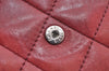 Authentic CHANEL Lamb Skin Matelasse Bifold Wallet Purse Red CC L0241