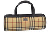 Authentic BURBERRY Vintage Nova Check PVC Leather Hand Bag Beige L0243