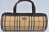 Authentic BURBERRY Vintage Nova Check PVC Leather Hand Bag Beige L0243