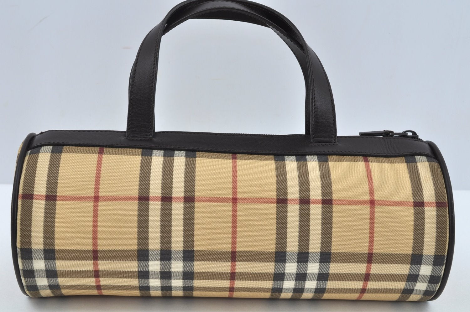 Authentic BURBERRY Vintage Nova Check PVC Leather Hand Bag Beige L0243