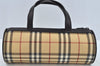 Authentic BURBERRY Vintage Nova Check PVC Leather Hand Bag Beige L0243