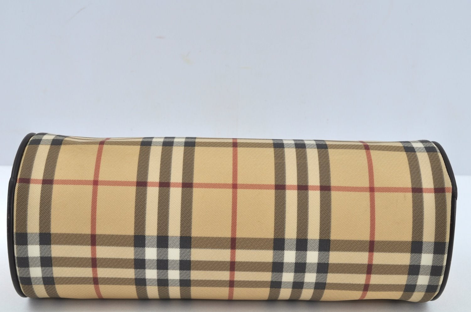 Authentic BURBERRY Vintage Nova Check PVC Leather Hand Bag Beige L0243