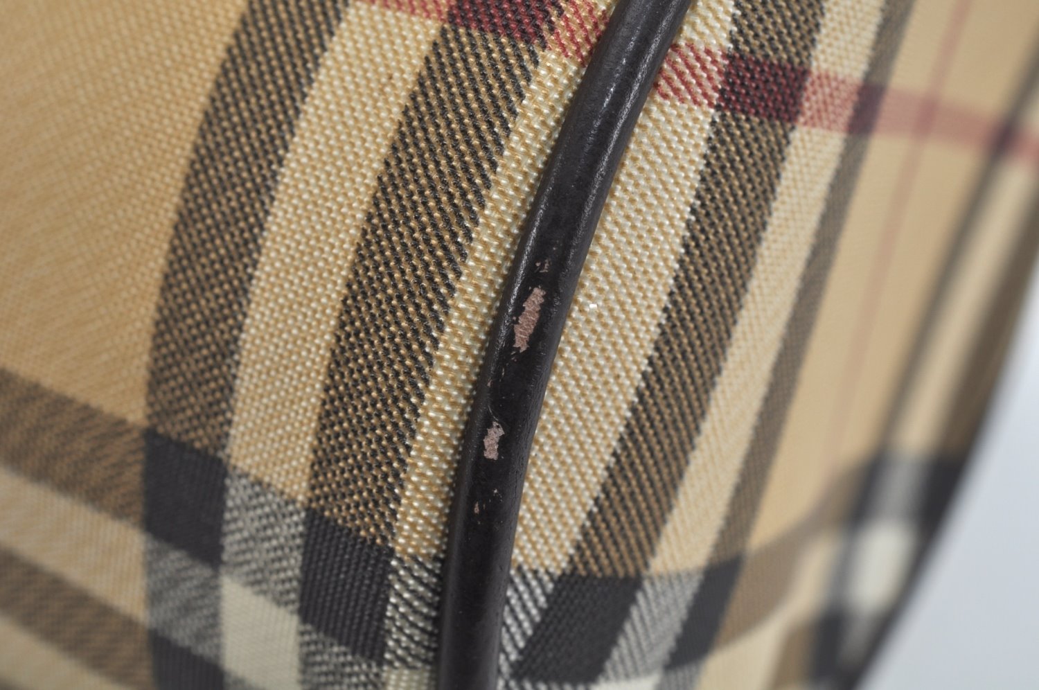 Authentic BURBERRY Vintage Nova Check PVC Leather Hand Bag Beige L0243