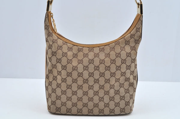 Authentic GUCCI Shoulder Bag GG Canvas Leather Brown L0246
