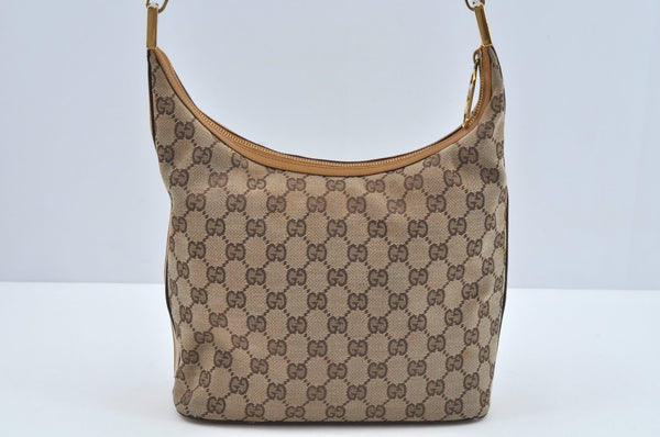 Authentic GUCCI Shoulder Bag GG Canvas Leather Brown L0246