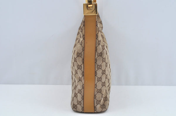 Authentic GUCCI Shoulder Bag GG Canvas Leather Brown L0246