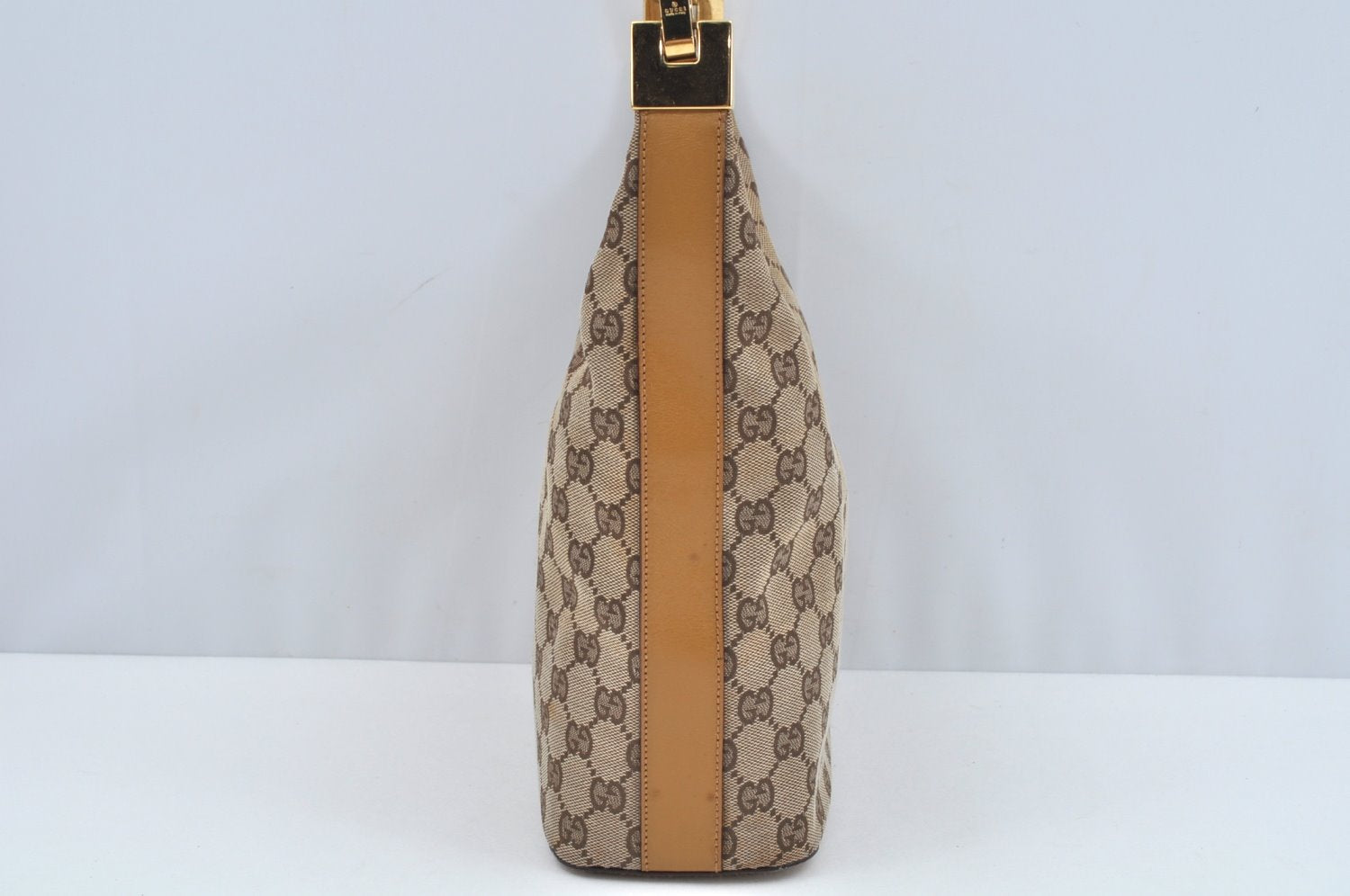 Authentic GUCCI Shoulder Bag GG Canvas Leather Brown L0246