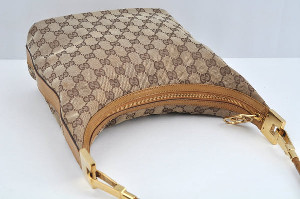 Authentic GUCCI Shoulder Bag GG Canvas Leather Brown L0246