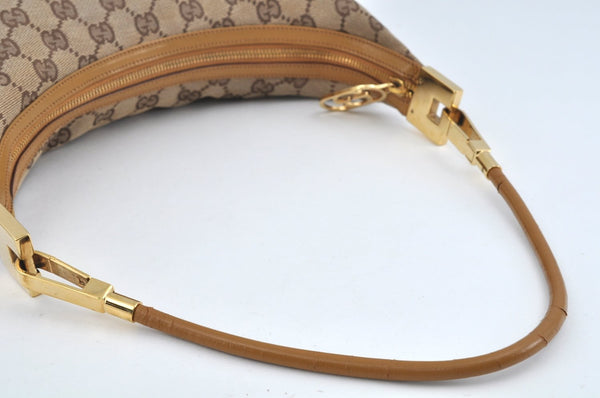 Authentic GUCCI Shoulder Bag GG Canvas Leather Brown L0246