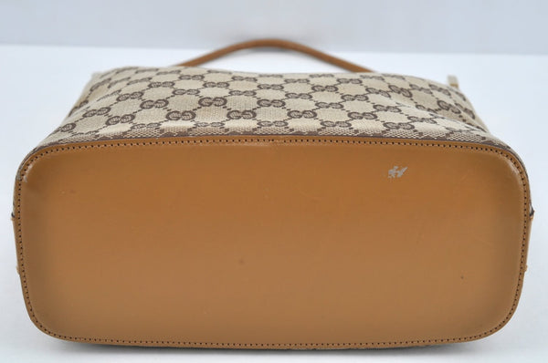 Authentic GUCCI Shoulder Bag GG Canvas Leather Brown L0246