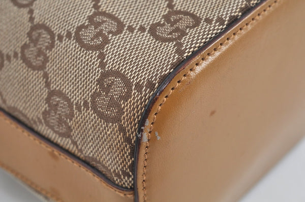Authentic GUCCI Shoulder Bag GG Canvas Leather Brown L0246
